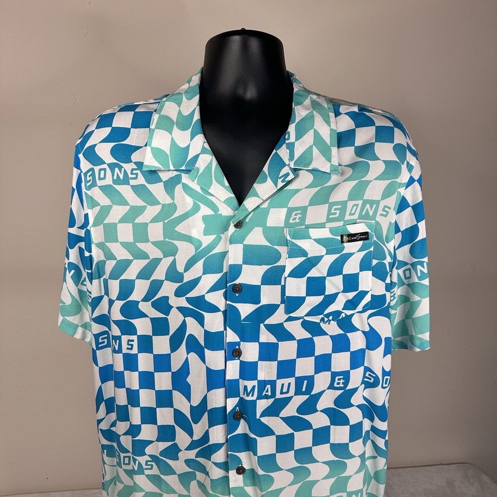 Maui And Sons Button Up Shirt Hawaiian Shirt Nwt Men's Medium #MWV13192‎